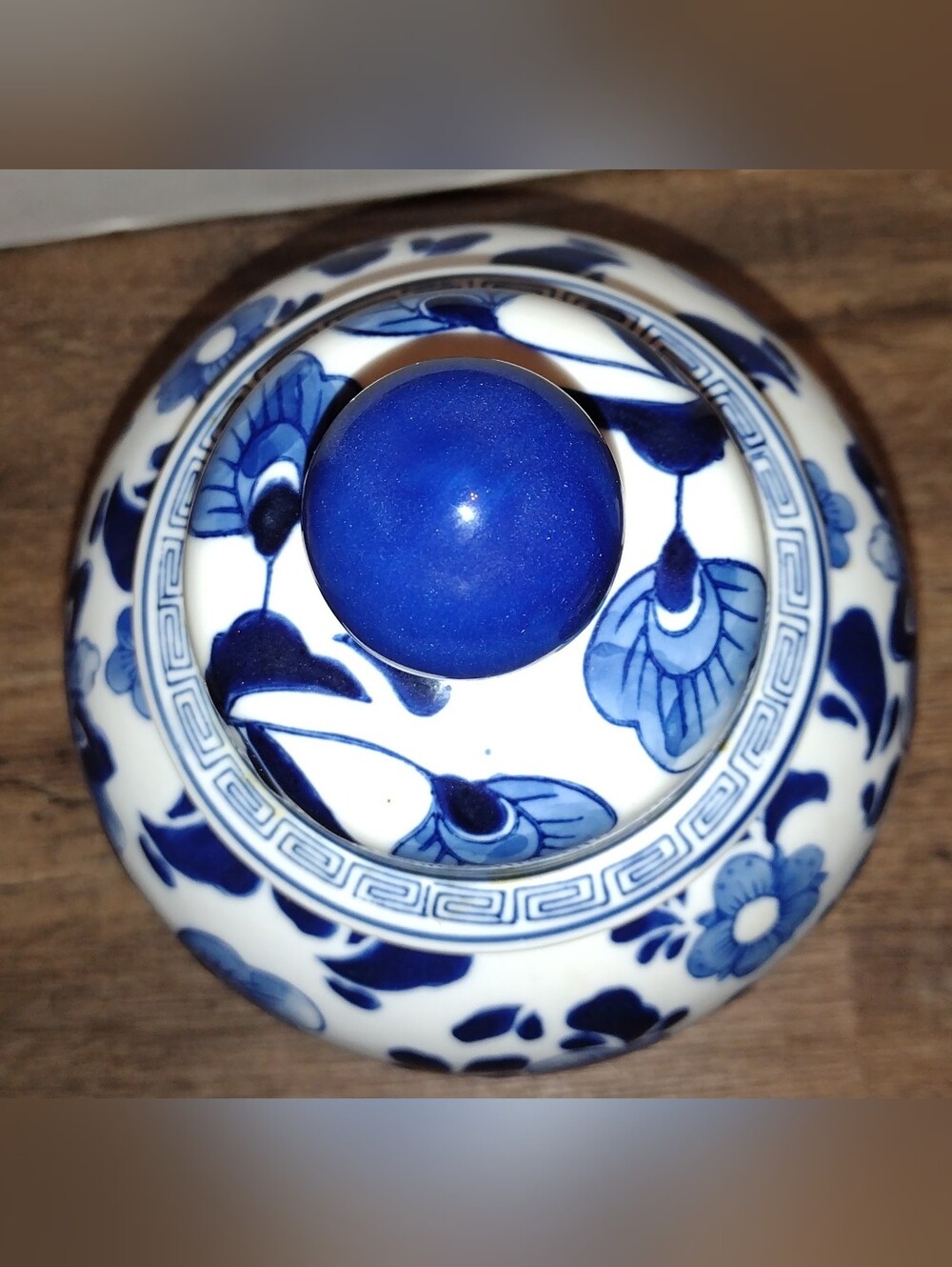 Blue and White Floral Lotus Peony Porcelain Ginger Jar - Picture 2 of 8